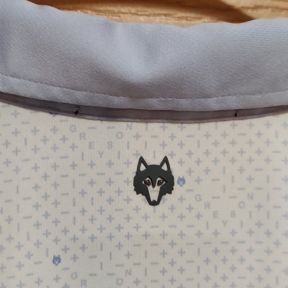 Greyson Polo Shirt Mens White Blue Wolf All Over Print Stretch Golf 2XL - Picture 7 of 9